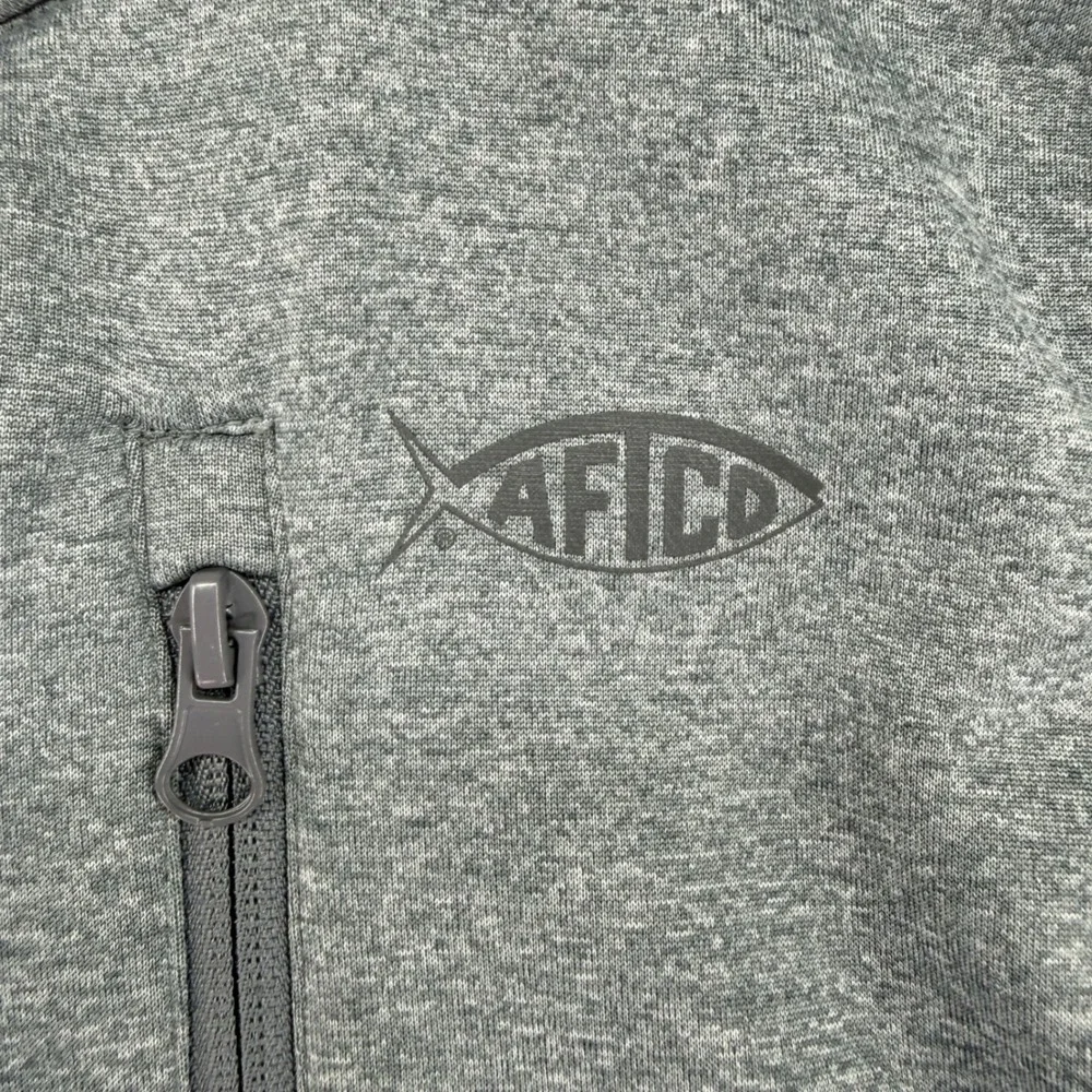 AFTCO Fleece Fishing Vest Kids Medium‎ M Gray Excellent AFTECH Full Zip Layer